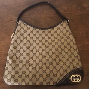 Gucci New Britt Monogram Canvas Hobo Authentic